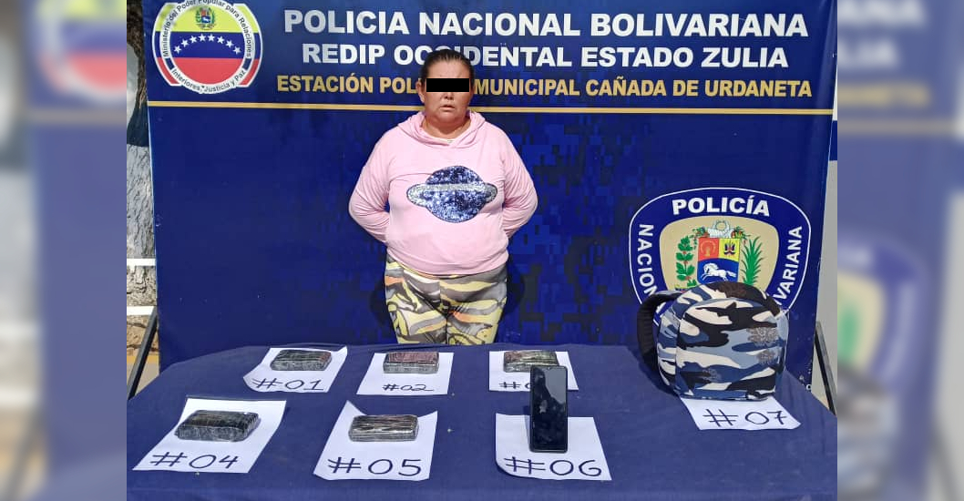 ¡POSEE REGISTRO POR EL MISMO DELITO! PNB detiene a mujer con posesión de cinco panelas de marihuana en La Cañada de Urdaneta