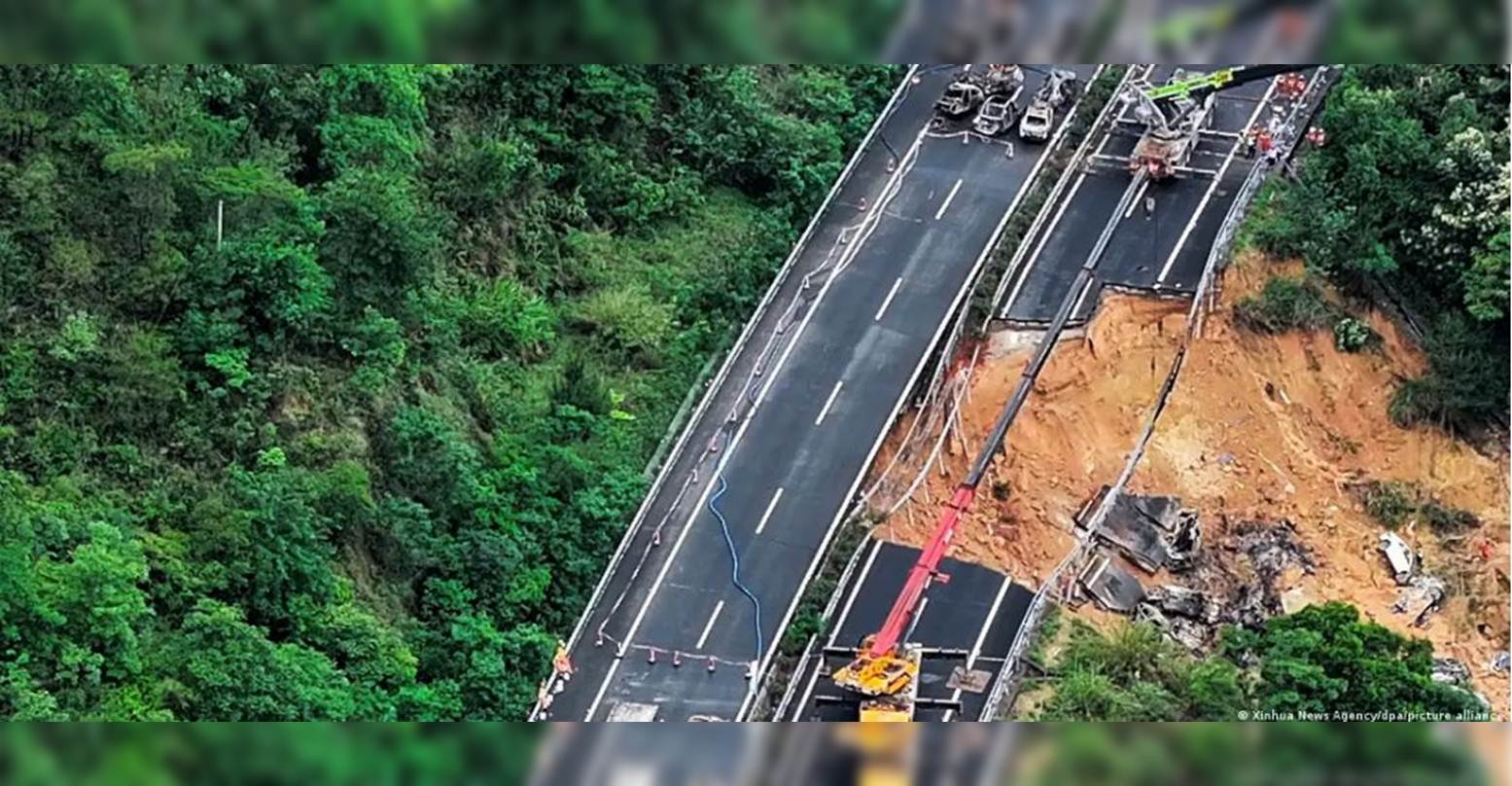¡INVESTIGAN LAS CAUSAS! Carretera colapsa en China y se reportan 24 muertos