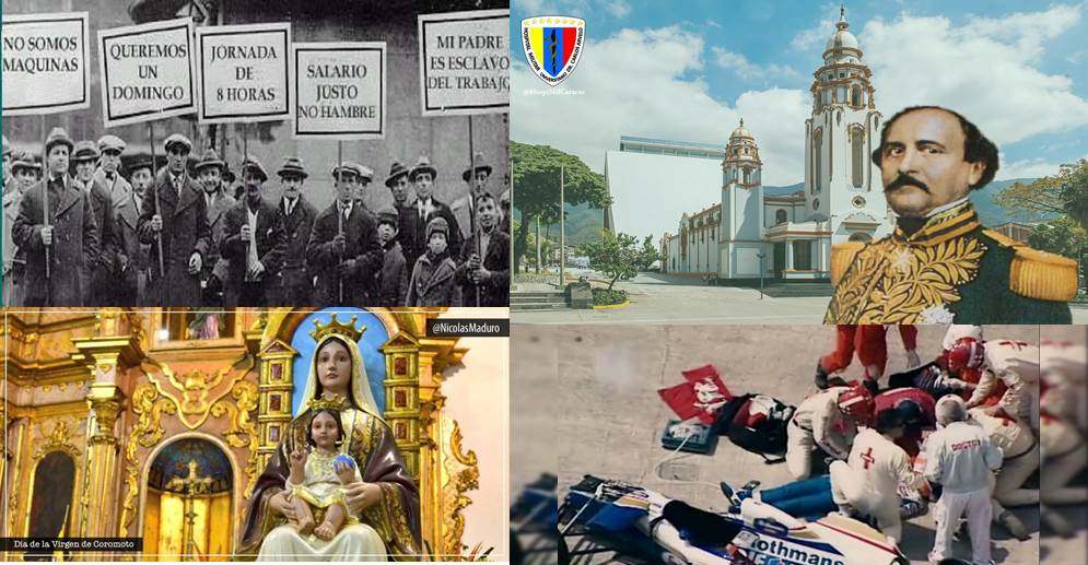 ¡UN DÍA COMO HOY! Día del Trabajador || Restos de Juan Crisóstomo Falcón ingresan al Panteón || Declaran a la Virgen de Coromoto Patrona de Venezuela || Muera Ayrton Senna da Silva || #01MAY
