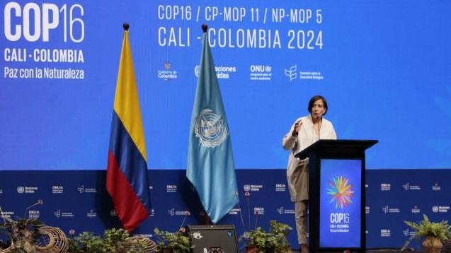 La ministra de Ambiente, Susana Muhamad, durante la inauguración de la COP16 este domingo.