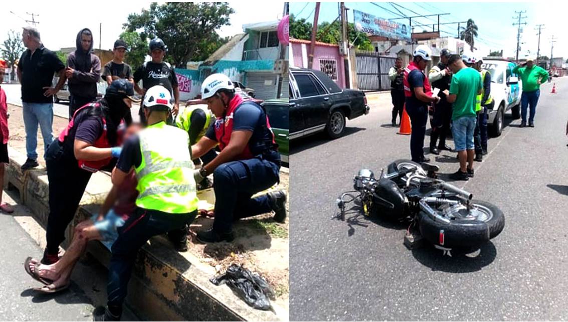 ¡NO HAY MODO DE QUE ESTO PARE! Dos heridos tras choque de frente entre una motocicleta y un Ford Conquistador || Cabimas