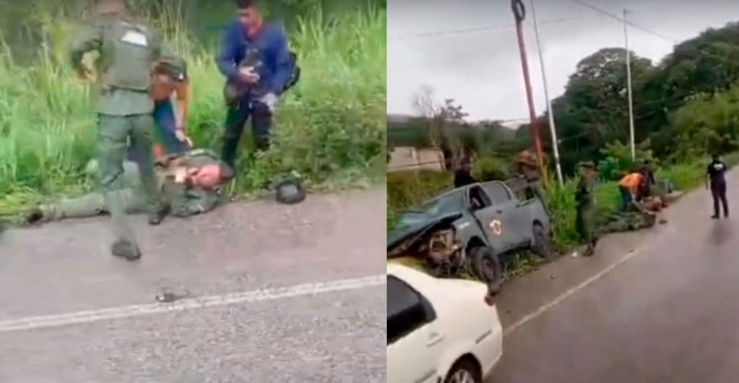 ¡COLISIÓN DEJA MÚLTIPLES HERIDOS! Se registró fuerte choque entre una camioneta militar y un vehículo particular en la vía a San Juan de los Morros