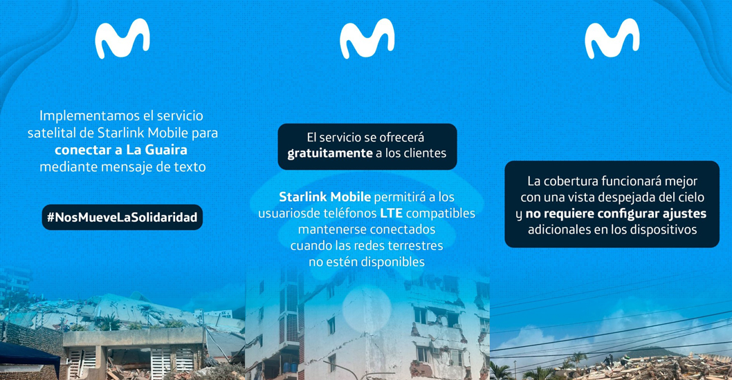 Movistar implementa el servicio satelital de Starlink Mobile para conectar al estado de La Guaira mediante mensajes de texto