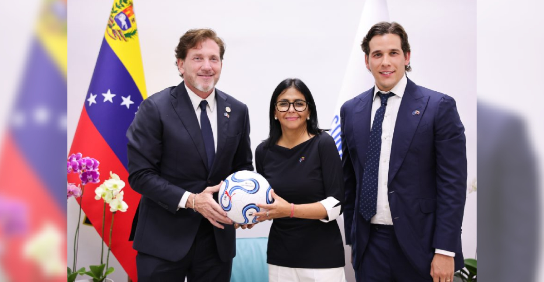 ¡PARA FORTALECER EL FÚTBOL NACIONAL! Presidenta Delcy Rodríguez sostuvo encuentro con máximas autoridades de la Conmebol y la FVF