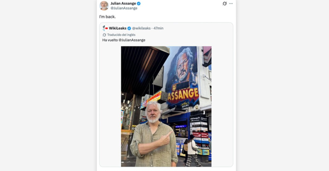 ¡TRAS UN PROLONGADO SILENCIO! “Ya estoy de vuelta”: Extraña publicación de Assange en X