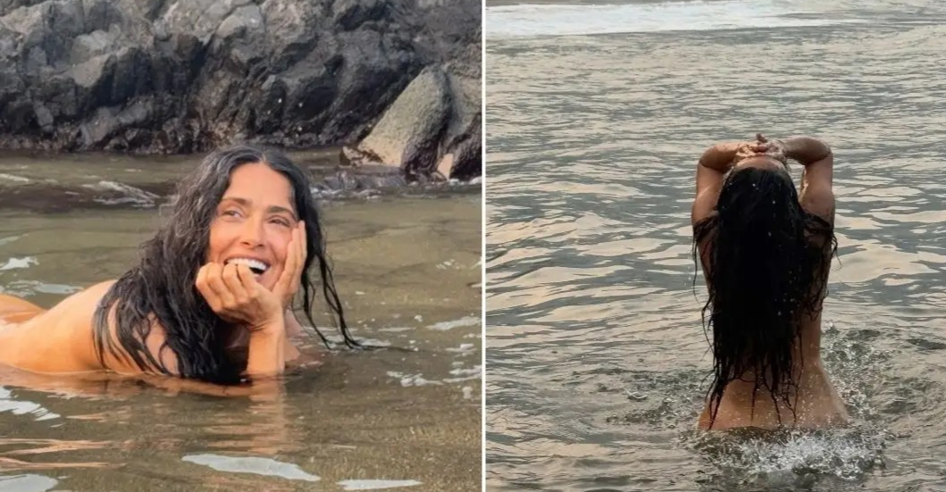 ¡ETERNAMENTE SEXY! Salma Hayek celebra sus 60 con un desnudo en la playa