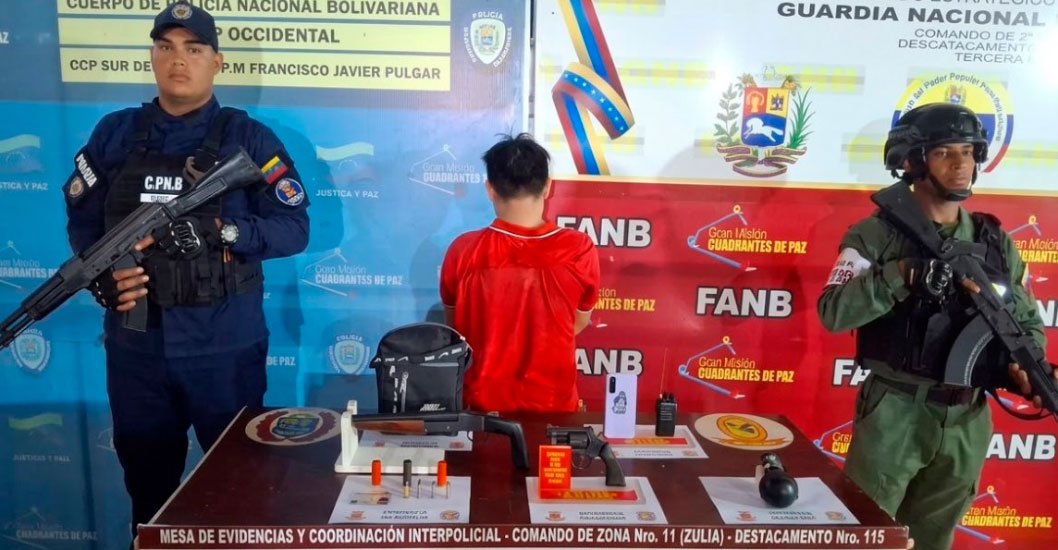¡ATENTADO FRUSTRADO EN EL CHIVO! CPNB y GNB capturan a extorsionador con granada y revólver