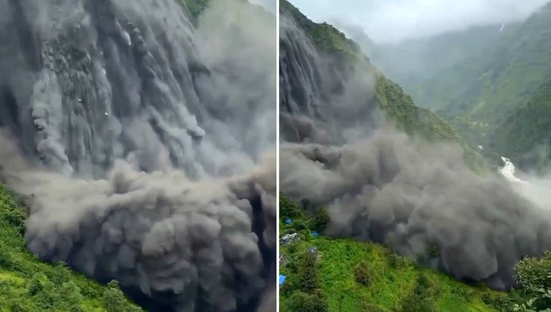 ¡ALARMAS ENCENDIDAS NUEVAMENTE EN NEPAL! Otro enorme deslizamiento altera un río y activa alertas por posible desborde || Video