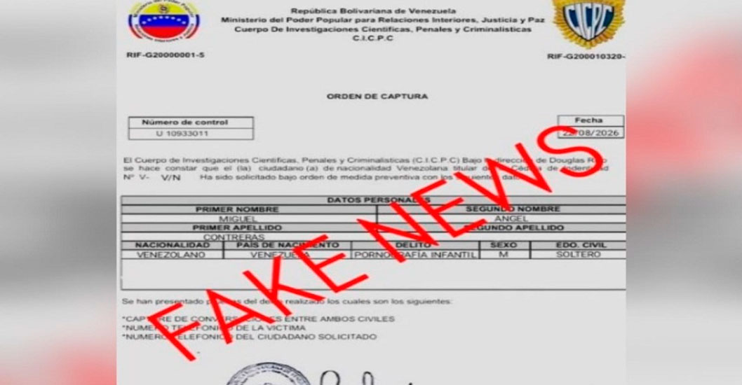 ¡ALERTA POR EXTORSIÓN! Delincuentes usan falsas citaciones del Cicpc con firma de Douglas Rico