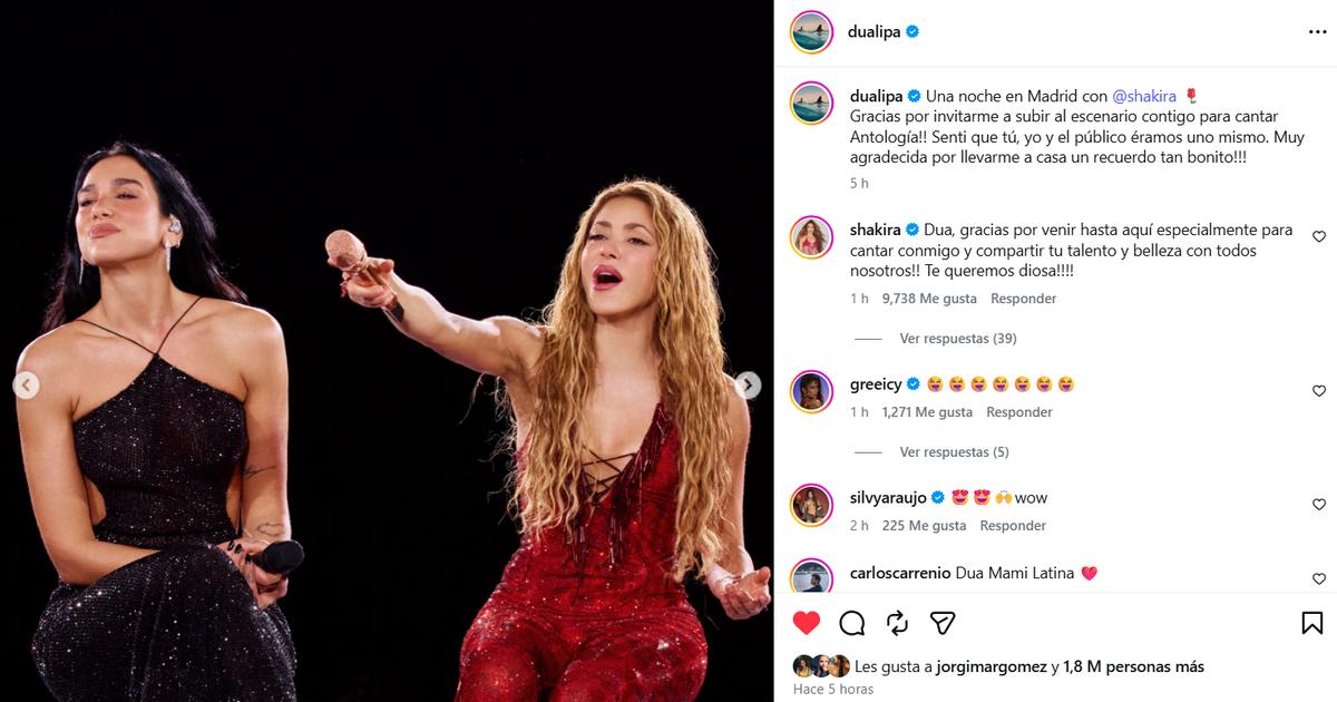 ¡BOMBAZO EN MADRID! Shakira sorprende en su residencia junto a Dua Lipa cantando ‘Antología’ a dúo