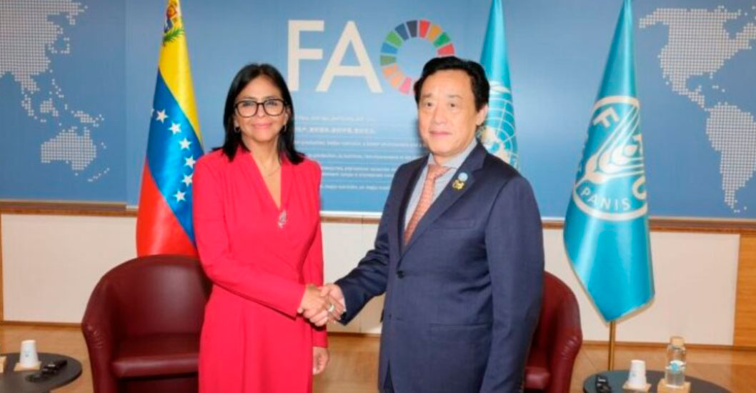 ¡CUMBRE EN LA SEDE DE NACIONES UNIDAS! Delcy Rodríguez se reúne en Roma con el director general de la FAO