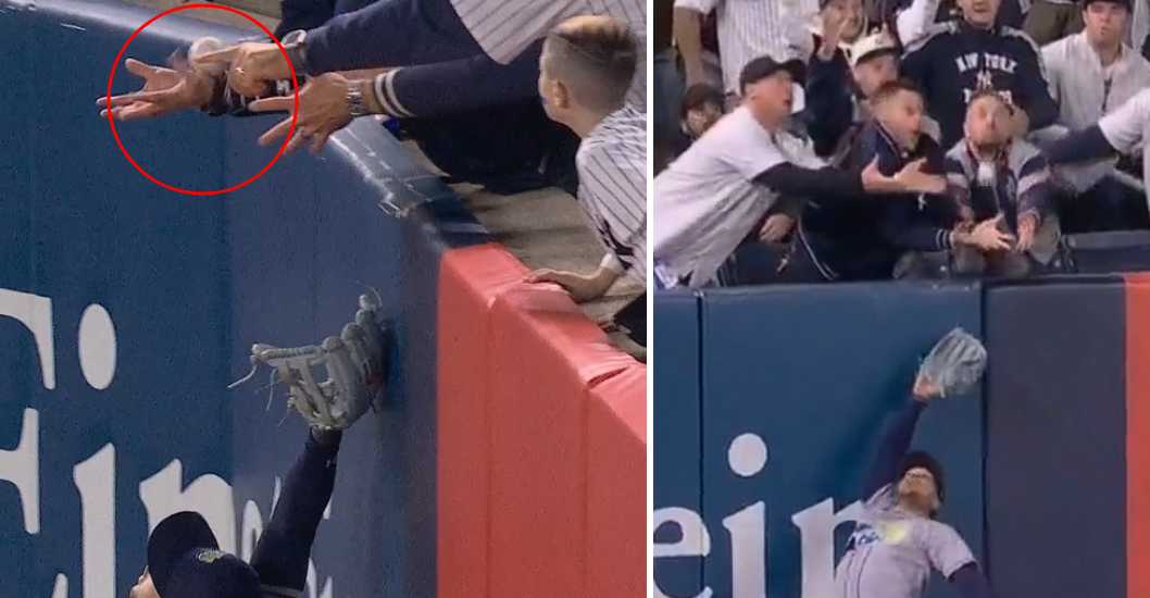 ¡CASTIGO CIVIL! Fanático que arruinó jonrón de los Yankees es sacado por la policía y expulsado de por vida del Yankee Stadium